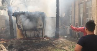 الدفاع المدني يخمد حريقا في جامع الشواف بمنطقة اليرموك